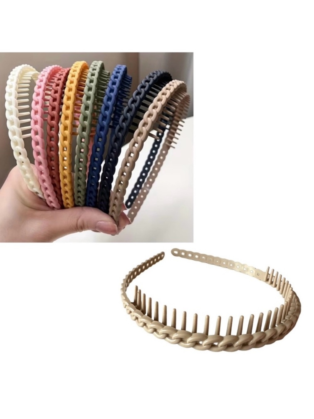 🔴 5 for $10 ONE Beige Toothed Headband Braided Design Hair Accessory